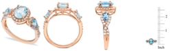 Macy's Aquamarine (1-1/2 ct. t.w.) Diamond (1/2 ct.  t.w.) Ring in 14K Rose Gold